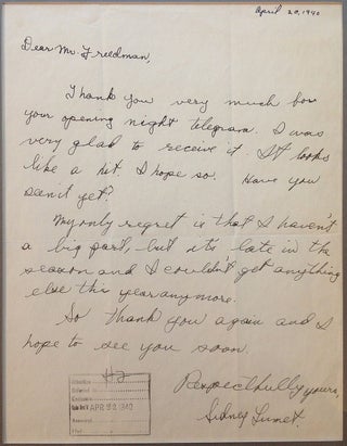 Framed Autographed Letter Signed