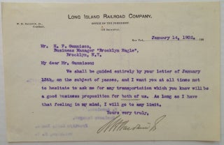 Item #5317 Typed Letter Signed on "Long Island Railroad Company" letterhead. William Henry...