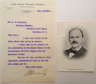 Item #5318 Typed Letter Signed on "Long Island Railroad Company" letterhead. William Henry BALDWIN