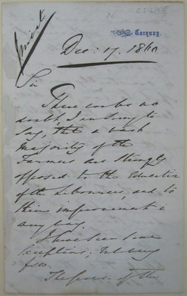 Item #5747 Autographed Letter Signed "Shaftesbury" Lord - Anthony Ashley-Cooper SHAFTESBURY