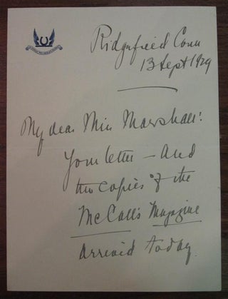 Item #5761 Autographed Thank You Letter. Geraldine FARRAR