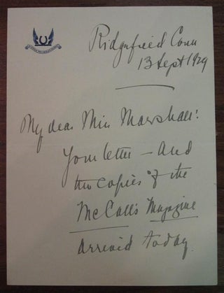 Item #5761 Autographed Thank You Letter. Geraldine FARRAR, 1882 - 1967