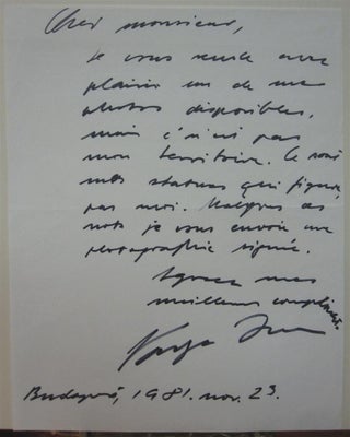 Item #5839 Autographed Letter Signed in French. Varga IMRE