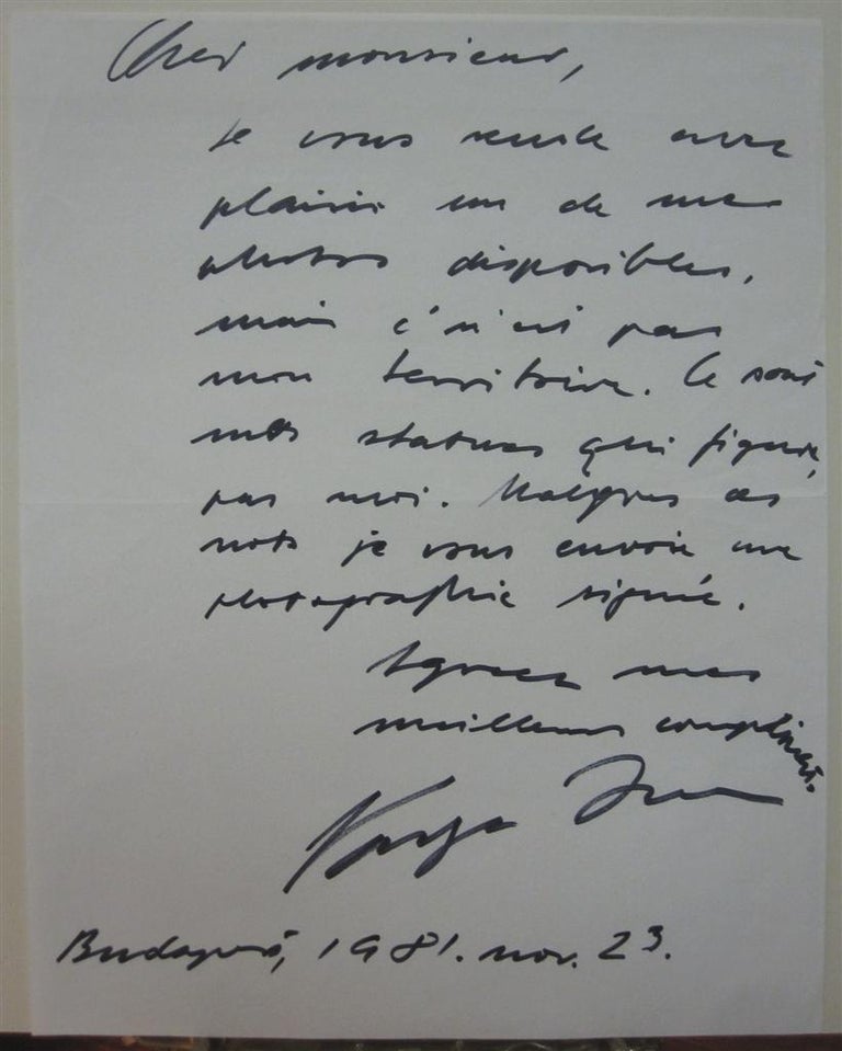 Item #5839 Autographed Letter Signed in French. Varga IMRE.