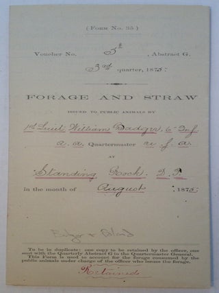 Item #5905 Autographed Document Signed. LITTLE BIG HORN - 7th Cavalry