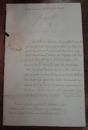 Item #6184 Document Signed. GEORGE IV - George Augustus Frederick