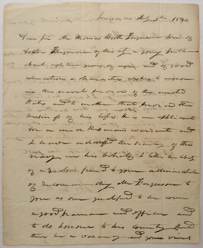 Item #6258 Autographed Letter Signed to President Andrew Jackson. James GUTHRIE, 1792 - 1869.