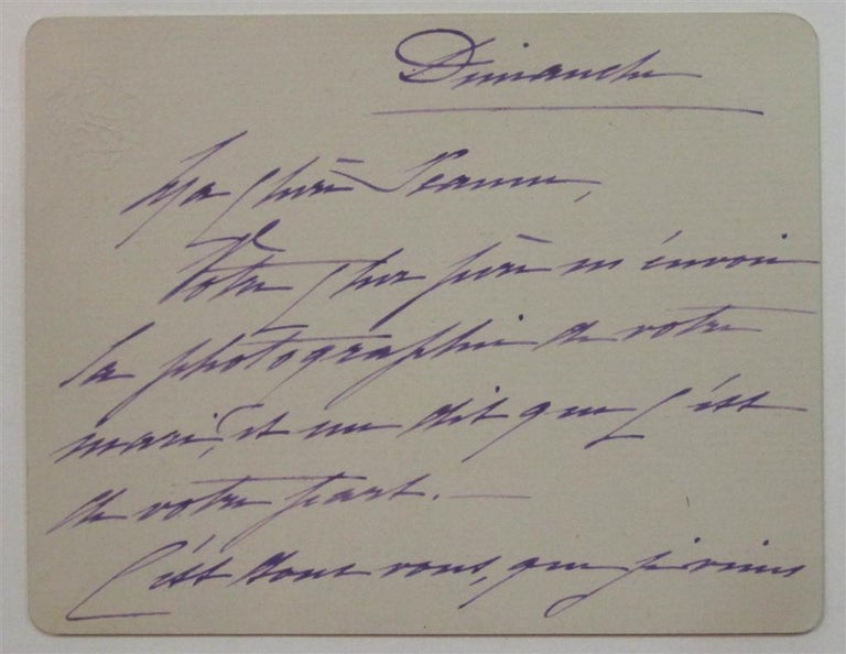 Item #6352 Autographed Note Signed in French. Ferdinand DE LESSEPS.