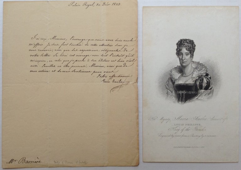 Item #94441 Autographed Letter Signed in French. MARIE-AMELIE DE BOURBON, 1782 - 1866.