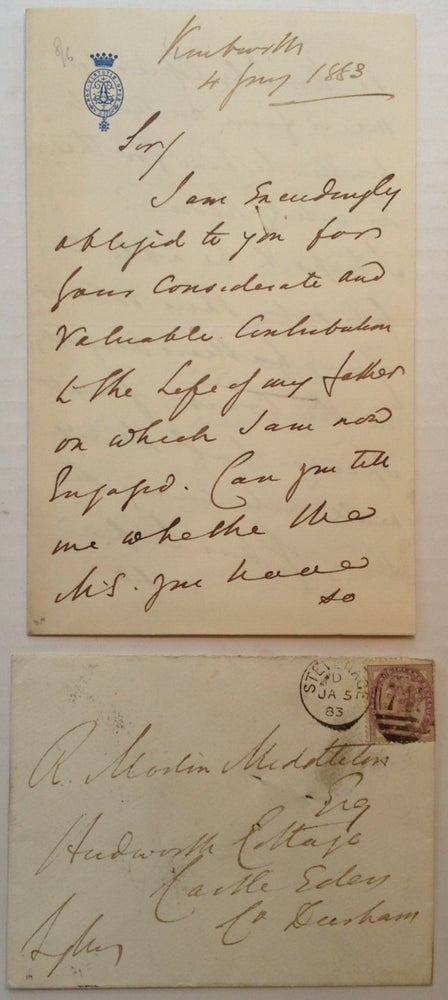 Item #94838 Autographed Letter Signed. Edward Robert BULWER-LYTTON, 1831 - 1891.